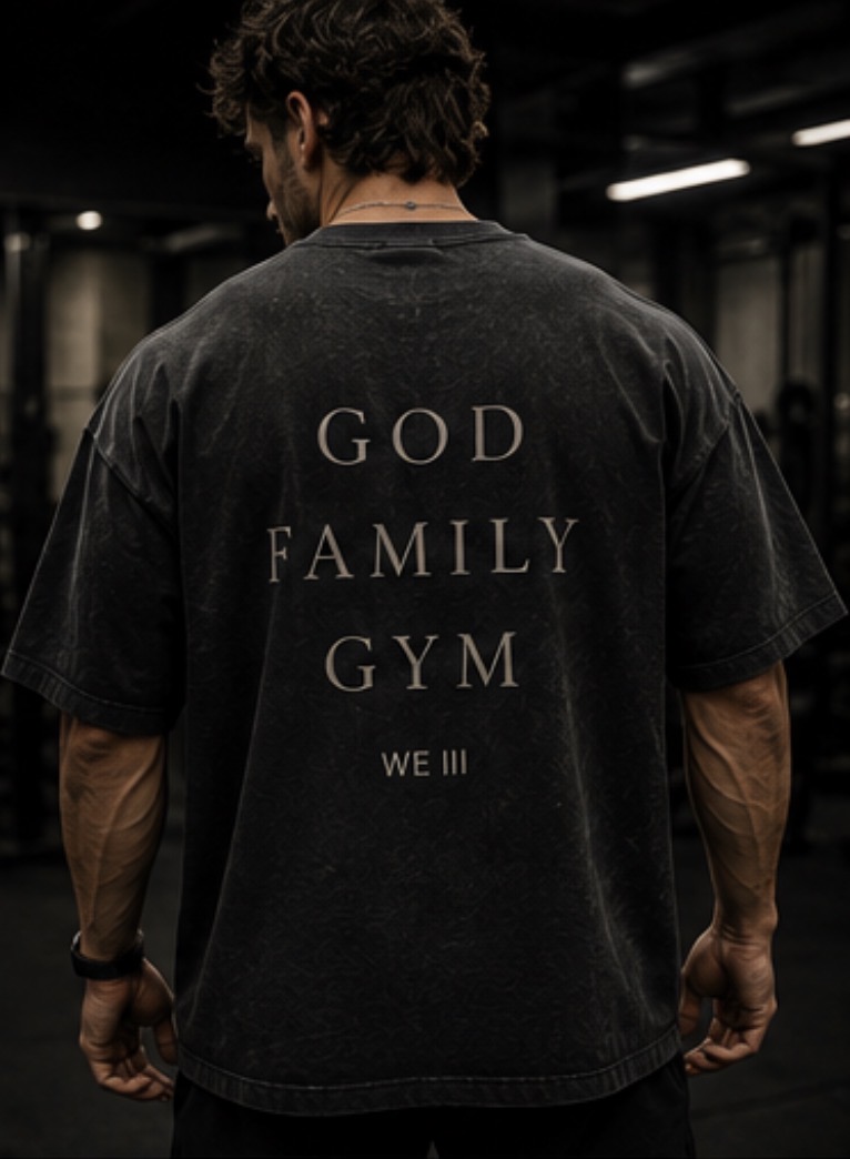 God Family Gym Tee in Washed Black